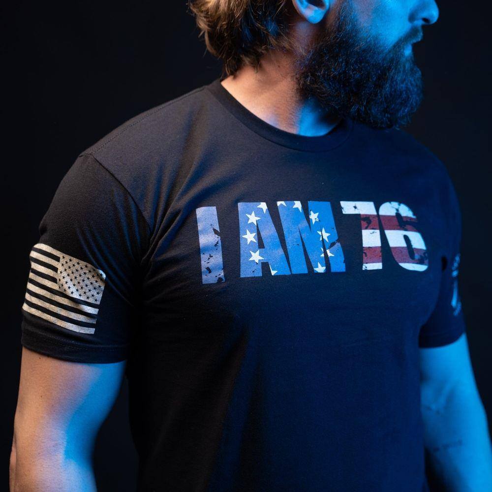 Patriotic T-Shirt - I Am 76 - Black Tee 