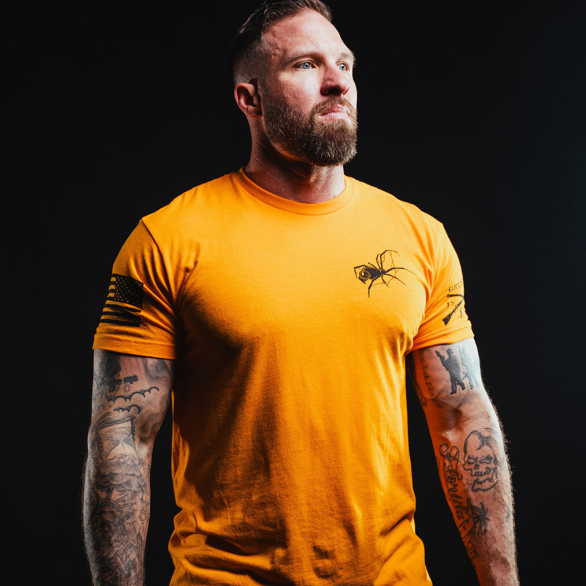 Arachnoblast T-Shirt - Orange halloween shirts for men| Grunt Style 
