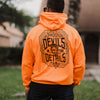 Devils In The Details Hoodie - Safety Orange, long sleeve Hoodies for halloween| Grunt Style