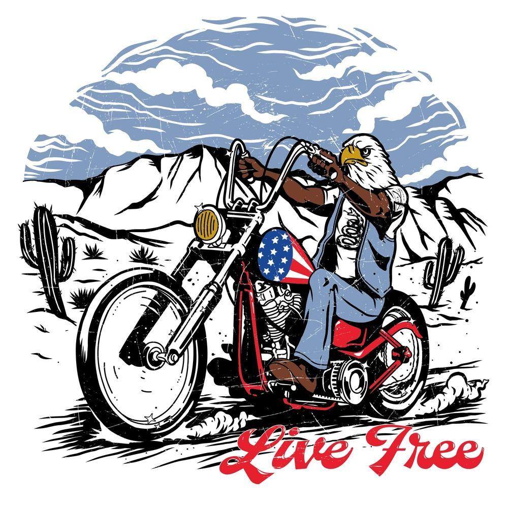 Patriotic Shirt - Bald Eagle riding a motorcycle 