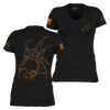 Women's Arachnoblast V-Neck womens front and back halloween tee | Grunt Style