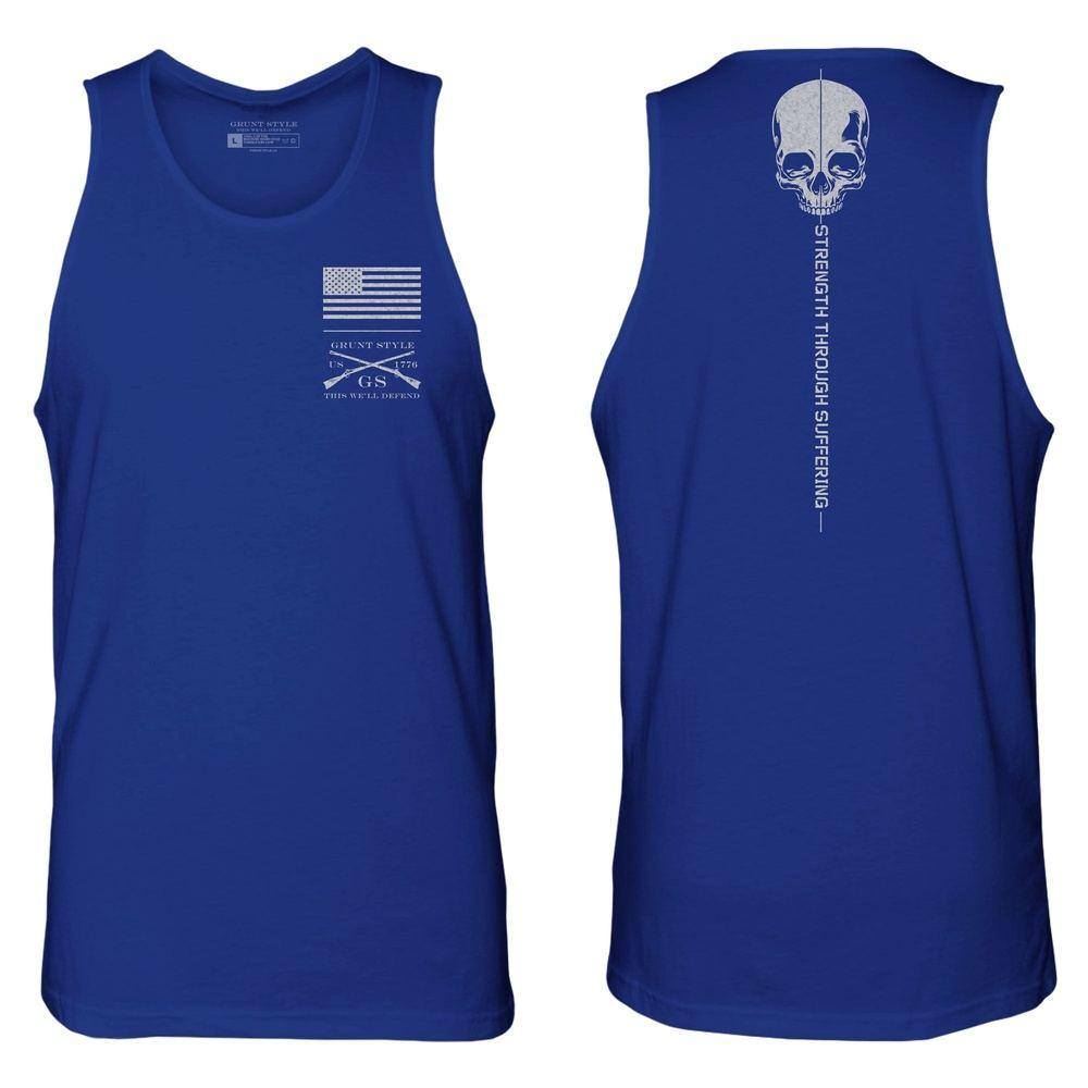 Blue Strength Through Suffering Men's Workout Tank Top 