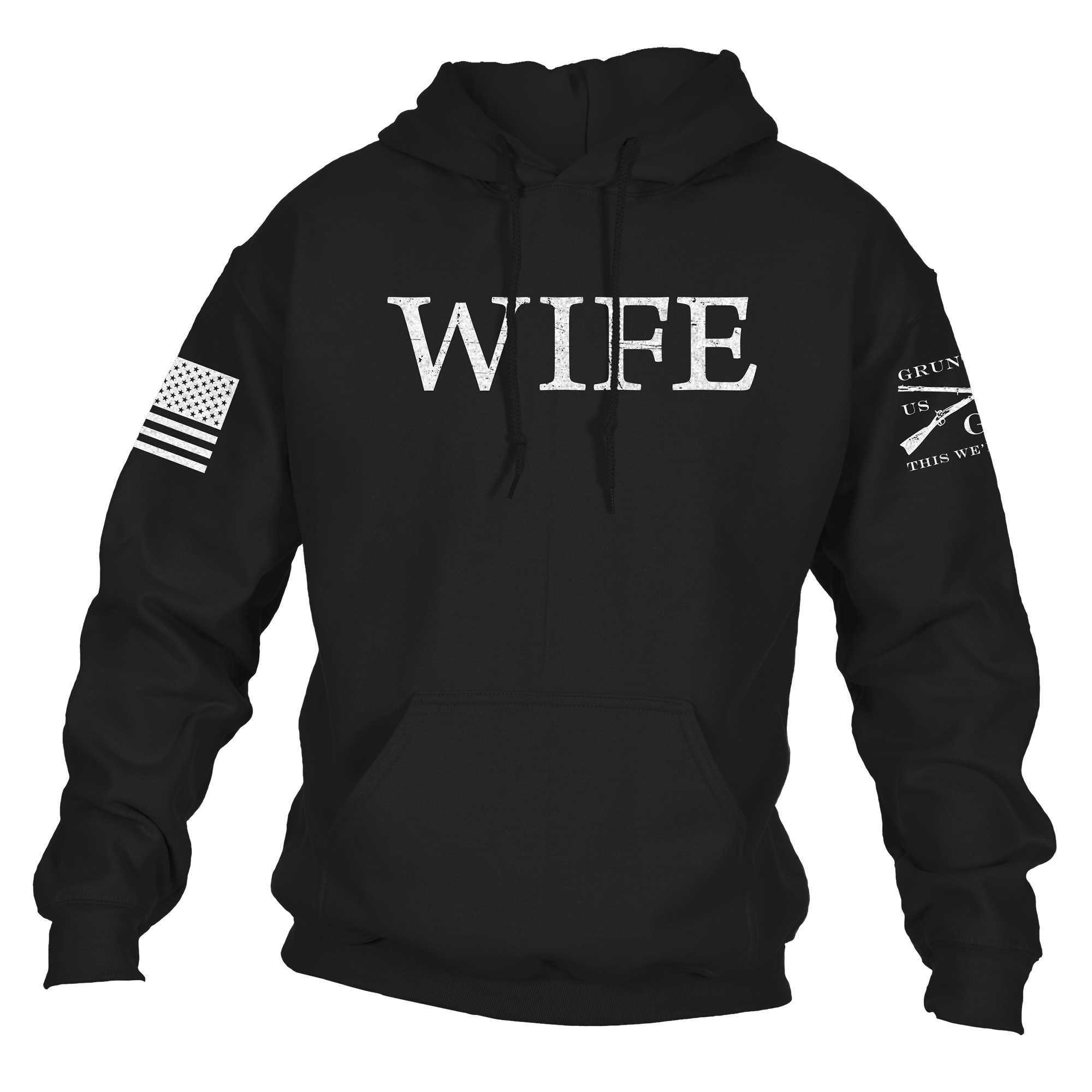 Women's Wife Defined Hoodie - Black, Long Sleeve Hoodie for Woman| Grunt Style 