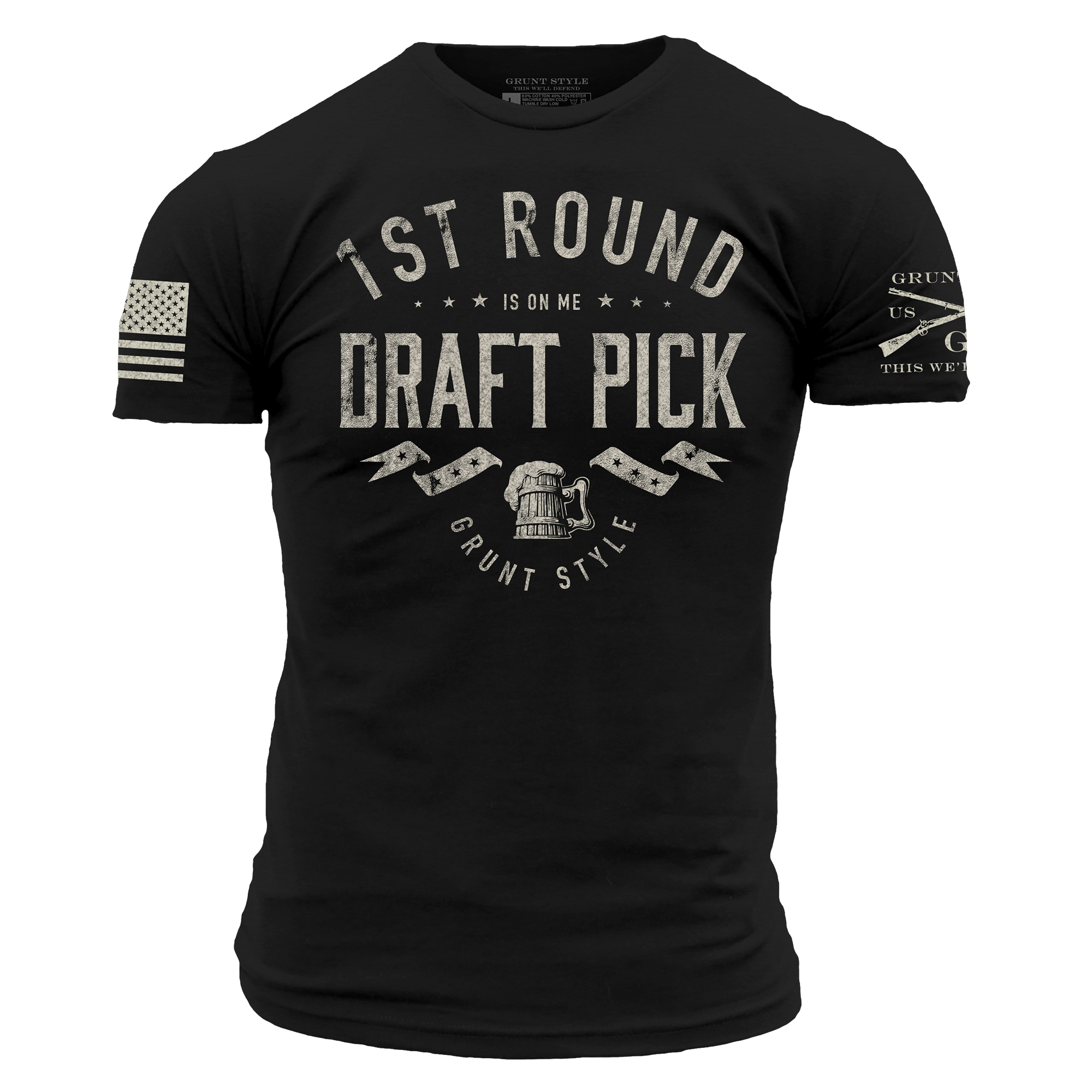 Draft Pick T-Shirt - Black Drinking Tee Funny | Grunt Style 