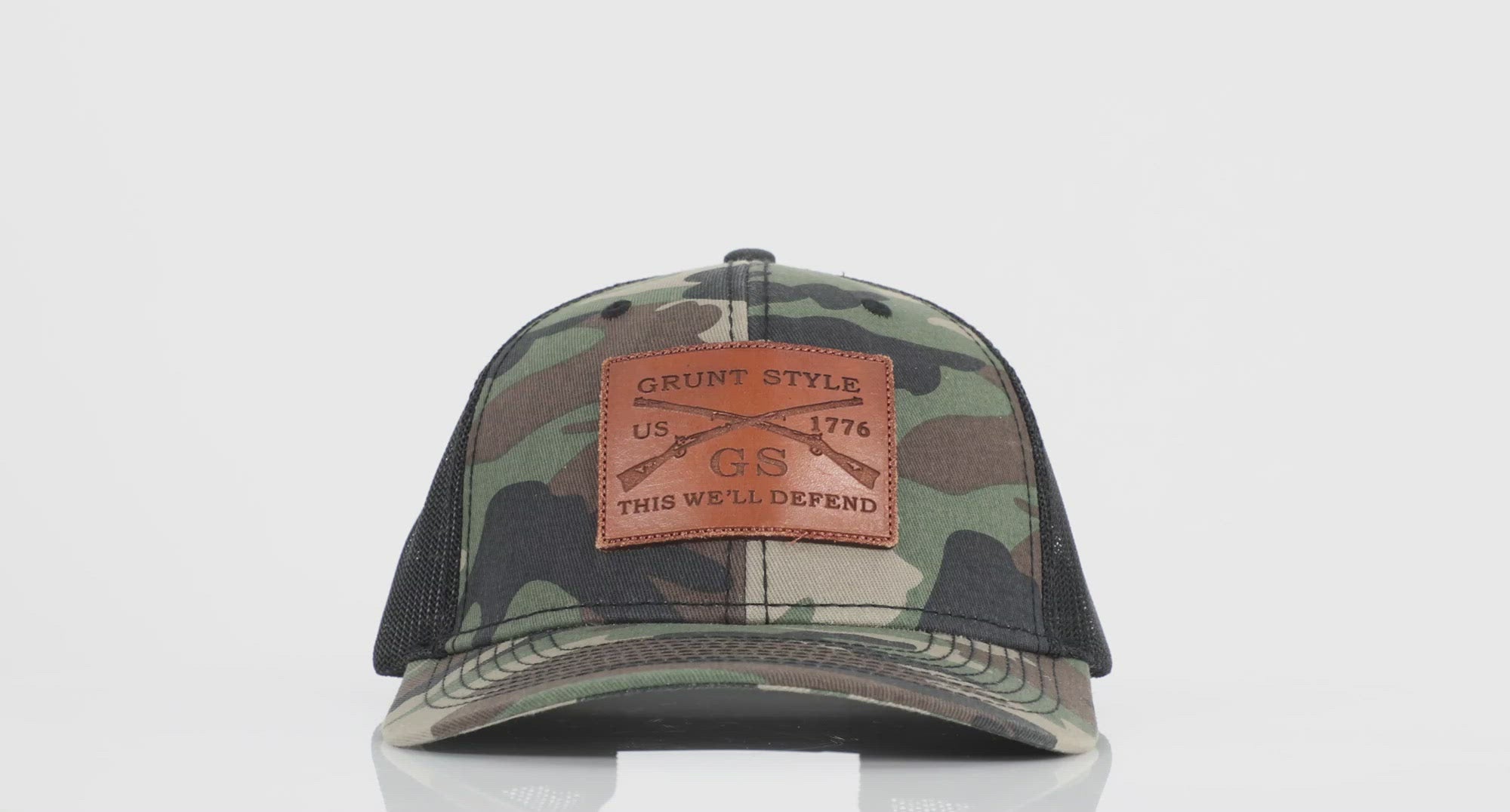 Camo Leather Full Logo Hat | Grunt Style 