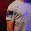 Men's Blue Line Flag Tee Dark Heather Gray | Grunt Style