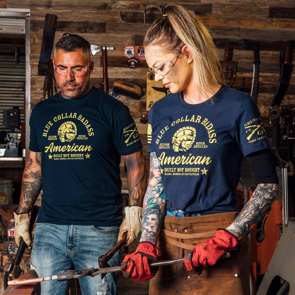 Patriotic Shirts | Blue Collar Badass Tee | Grunt Style 