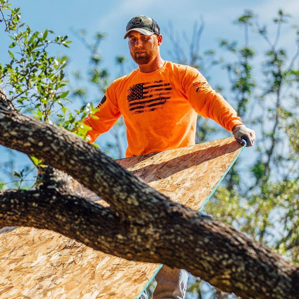 Vintage American Long Sleeved Safety Orange  Tee | Grunt Style 