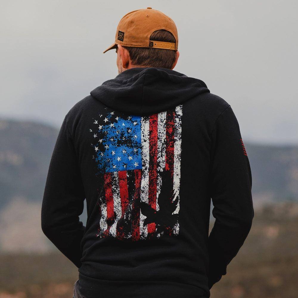 Men's Freedom Flag Full-Zip Hoodie | Grunt Style 