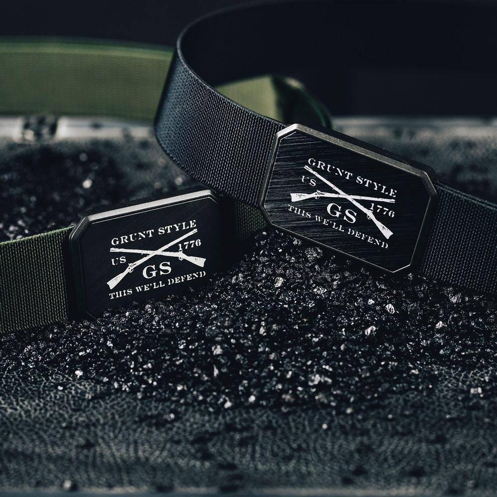 Grunt Style by Groove Life‚Ñ¢ Belt - Gun Metal on Olive | Grunt Style 