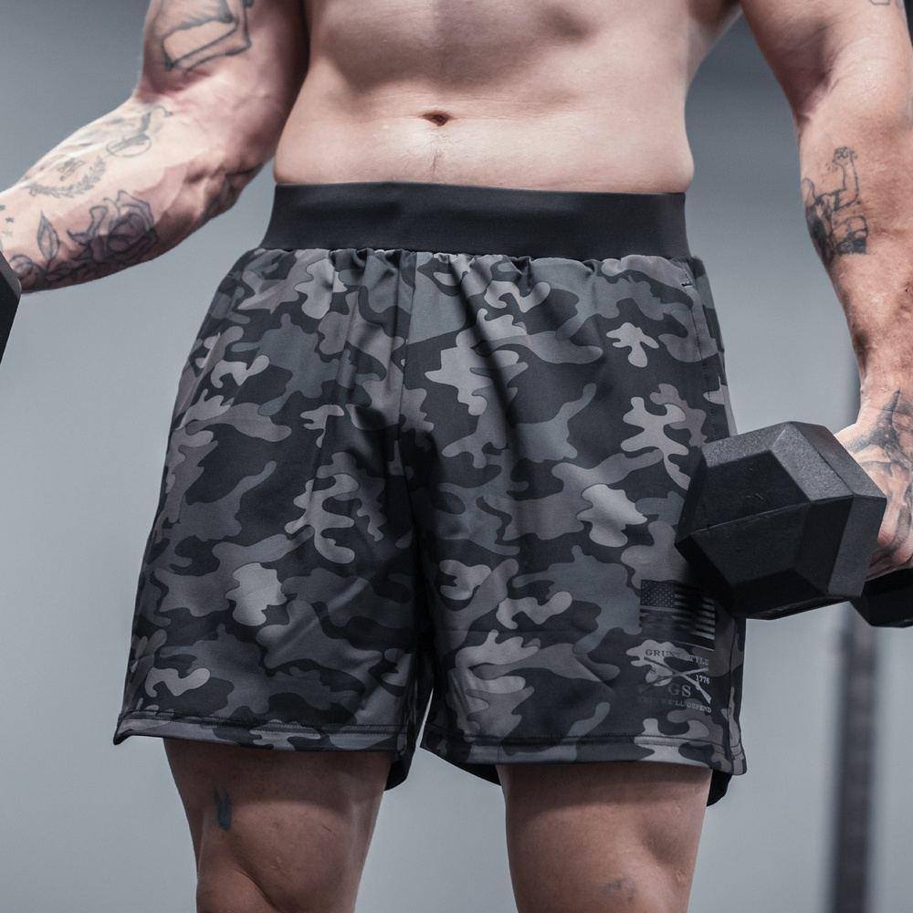 Men's Training Shorts - Black Camo | Grunt Style 