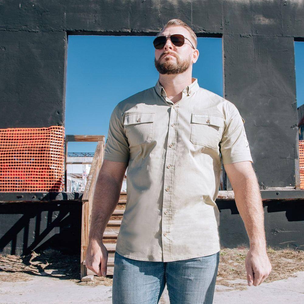 Men's Garage Button Down - Tan | Grunt Style