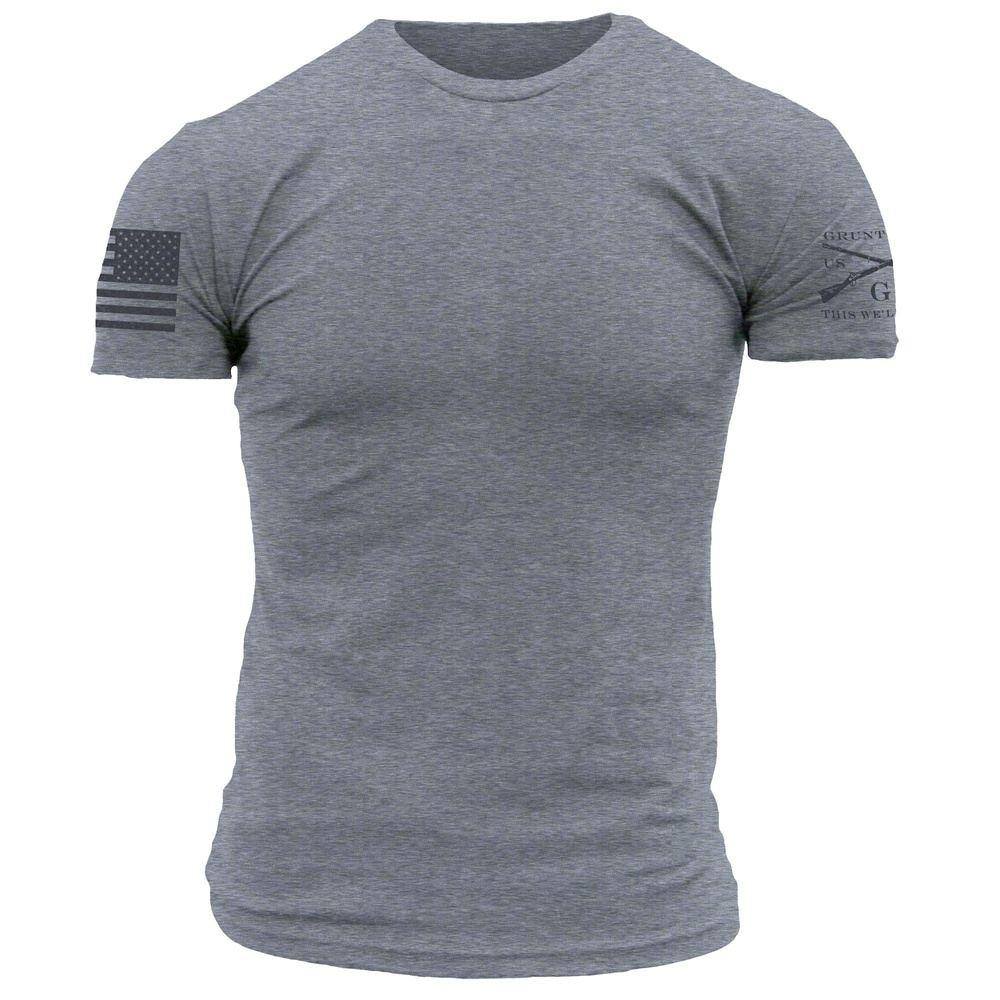 Dark Heather Grey Basic Crew Tee for Men | Men's Patriotic Apparel 