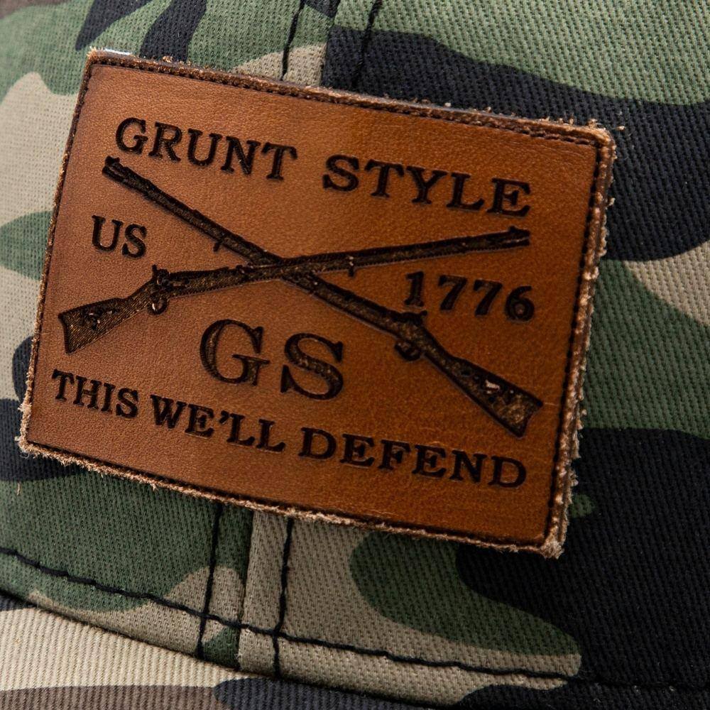 Camo Leather GS Full Logo Hat | Grunt Style 