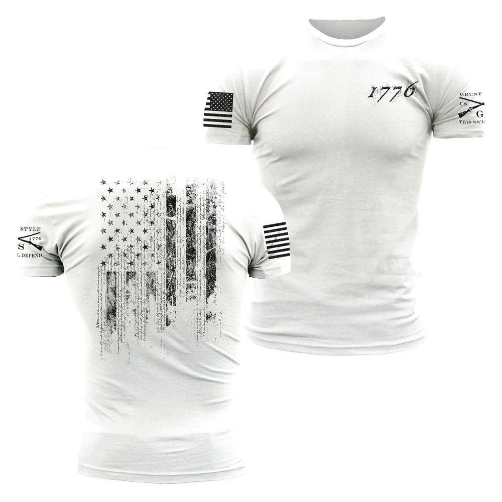 1776 American Flag Tee Shirt White | Grunt Style 