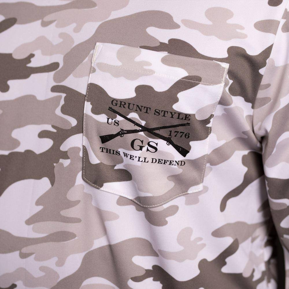 Gray Camo Hooded Fishing Shirts 