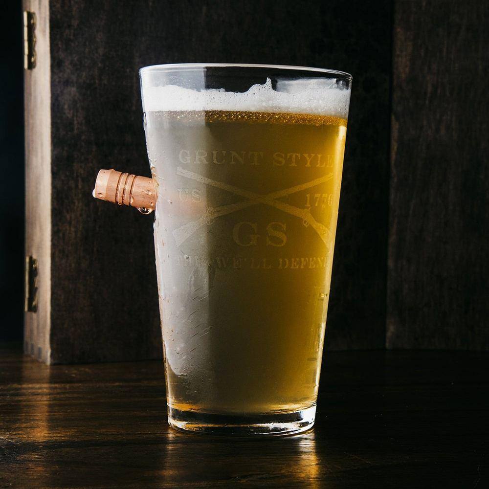 Beer Glass with a Bullet in it 