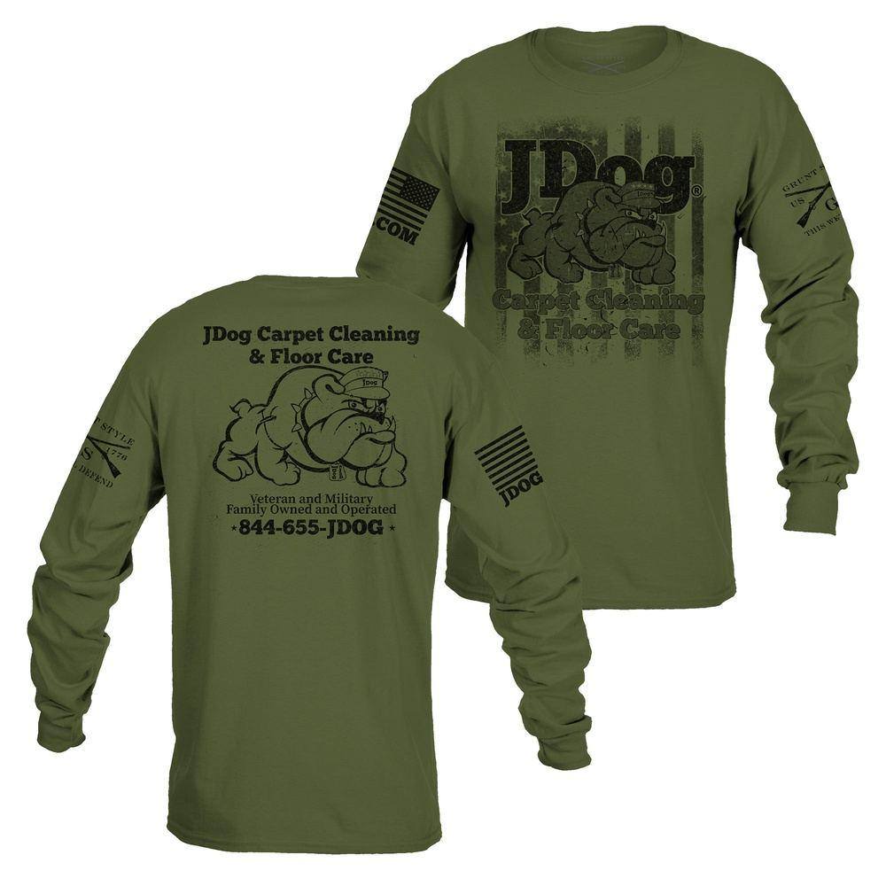 JDog Carpet Cleaning & Floor Care Military Green Long Sleeved  Tee | Grunt Style 