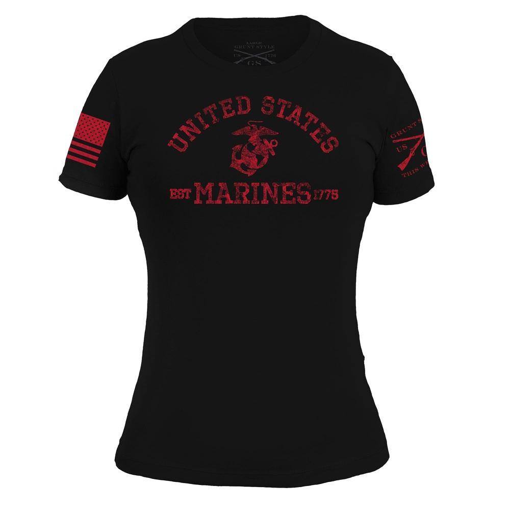 USMC - Est. 1775 Slim-Fit Tee in Black for Women  | Grunt Style 